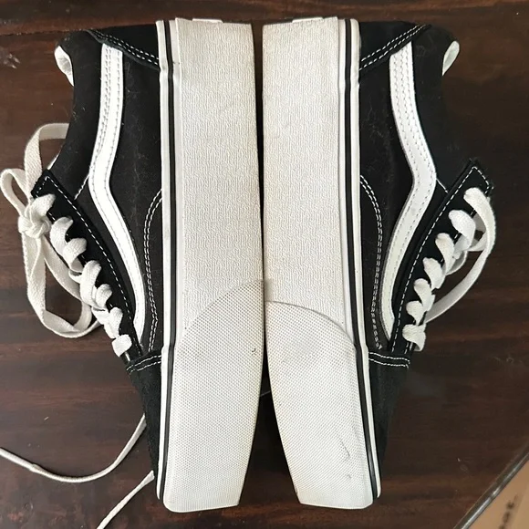 Vans Black and White Classic Plarform Sneakers - Picture 7 of 8